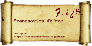 Francsovics Áron névjegykártya