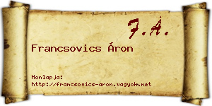 Francsovics Áron névjegykártya