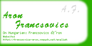 aron francsovics business card